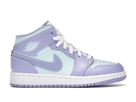 Детские кроссовки Jordan 1 Mid Purple Aqua, фиолетово-голубые