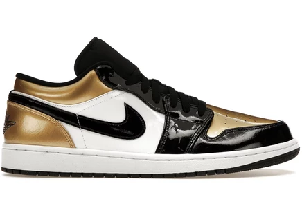 Мужские кроссовки Jordan 1 Low Gold Toe, золотисто-черно-белые