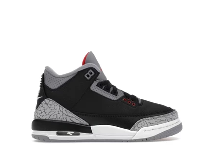 Детские кроссовки Jordan 3 Retro Black Cement, черно-красные