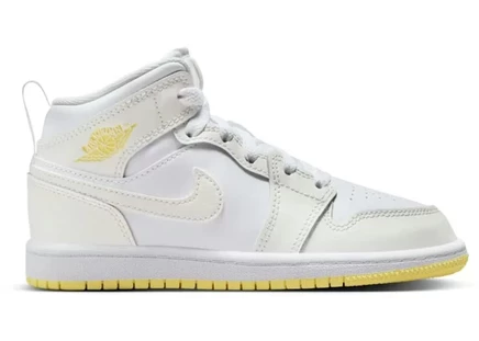 Детские кроссовки Jordan 1 Mid, слоновая кость/оранжевые