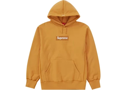 Мужское худи Supreme Box Logo, светло-горчичное