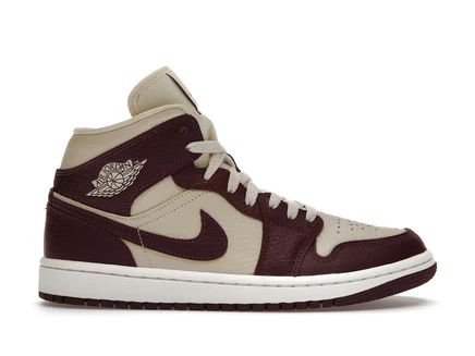 Женские кроссовки Jordan 1 Mid SE Split, бежево-бордовые