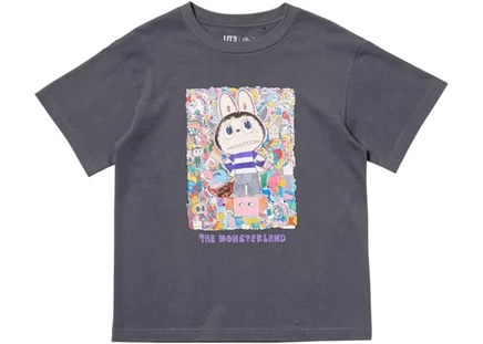 Детская футболка Uniqlo x POP MART Monsters, тёмно-серая