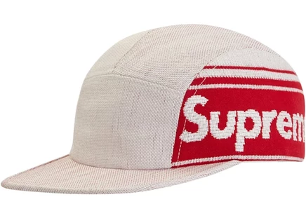 Унисекс кепка Supreme Raffia Woven Logo Camp, белая