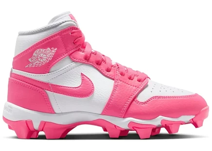 Детские кроссовки Jordan 1 Mid Cleat, бело-розовые