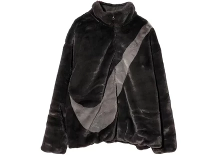 Женская куртка Nike Faux Fur Swoosh, коричнево-серая