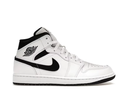 Мужские кроссовки Jordan 1 Mid Reverse Panda, бело-чёрные