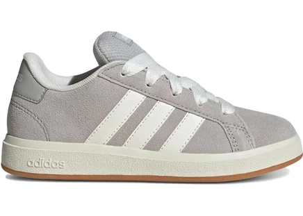 Детские кроссовки Adidas Grand Court 00s, серо‑белые с коричневой подошвой