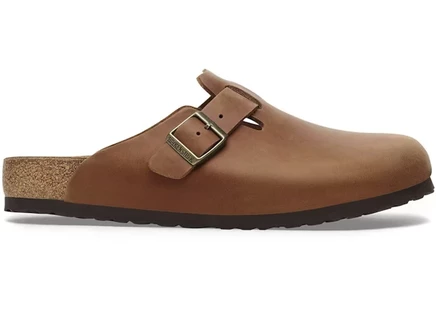 Мужские сабо Birkenstock Boston из вощеной кожи, коньячные