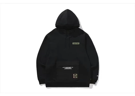 Мужское худи BAPE x Alpha Industries Rib Collar, черное