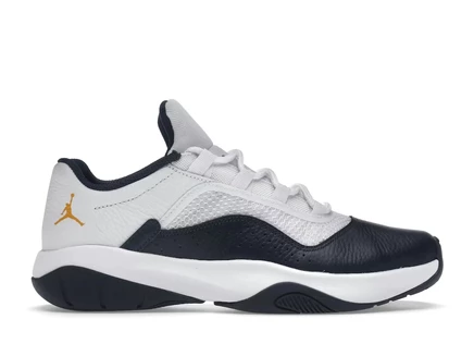 Мужские кроссовки Jordan 11 CMFT Low, белые/темно-синие с жёлтыми акцентами