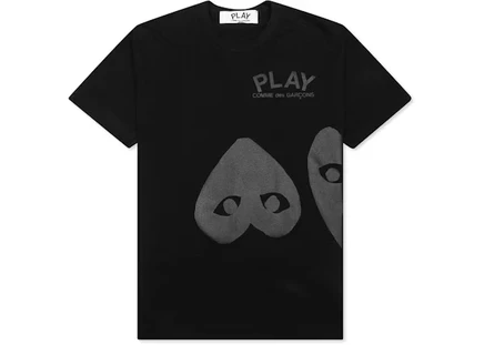 Унисекс футболка Comme Des Garcons Play Three Hearts, черная