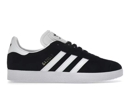 Мужские кроссовки Adidas Gazelle из нубука, черные с белыми и золотистыми