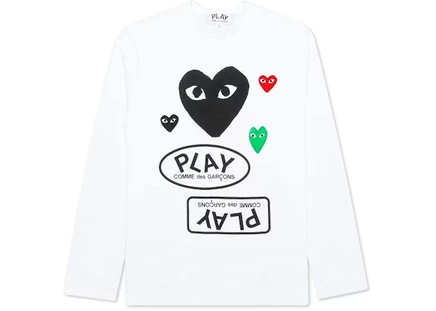 Унисекс лонгслив Comme des Garçons Play Black Multi Logo, белый