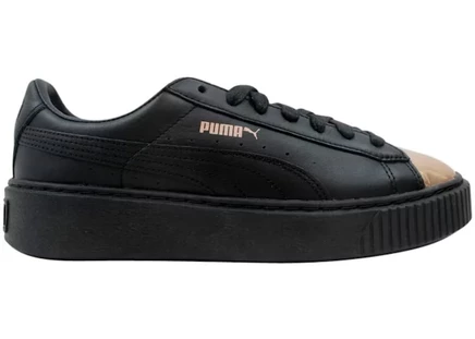 Женские кроссовки Puma Basket Platform Metallic, черные с розовым золотом