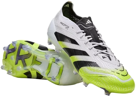 Мужские бутсы Adidas Predator Elite FG, бело-черные с лимонным акцентом