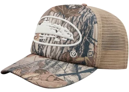 Мужская кепка Corteiz Island Puff Trucker, лесной камуфляж