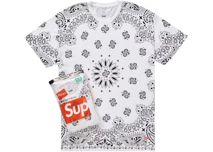 Мужские футболки Supreme Hanes Bandana (2 шт.), белые