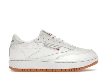 Женские кроссовки Reebok Club C Double, белые с коричневой подошвой