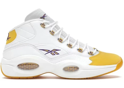 Мужские кроссовки Reebok Question Mid Yellow Toe (Shoe Palace), бело-желтые