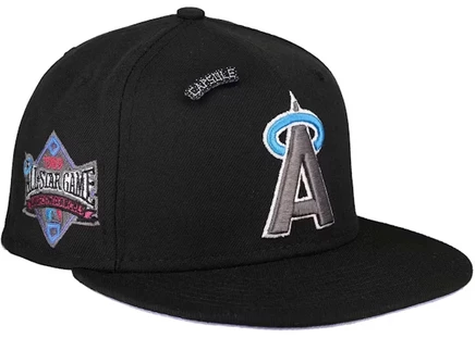 Мужская кепка new era 59fifty angels, черная/лавандовая