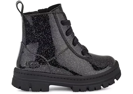 Детские ботинки Ugg Ashton шнурованные с глиттером, черные