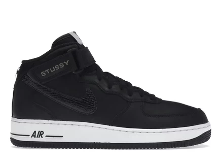 Мужские кроссовки Nike Air Force 1 Mid Stussy, черно-белые