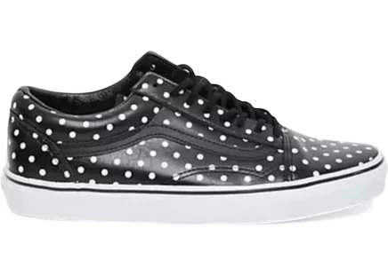 Женские кеды Vans Old Skool Leather, черные в горошек