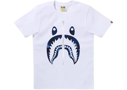 Мужская футболка Bape Color Camo Shark, бело-голубая