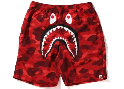 Мужские пляжные шорты Bape Color Camo Shark, красные