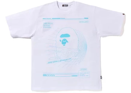 Мужская футболка Bape Cyber Bathing Ape свободная, белая