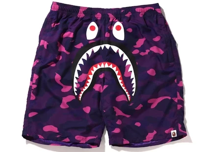 Мужские пляжные шорты Bape Color Camo Shark, фиолетовые