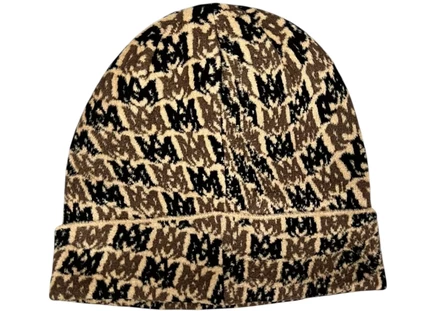 AMIRI All Over Logo Beanie Brown brown