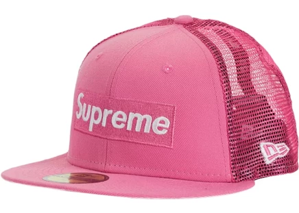 Унисекс кепка Supreme x New Era с сеткой, розовая