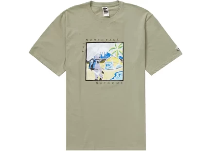 Мужская футболка Supreme x The North Face Sketch S/S, шалфейная
