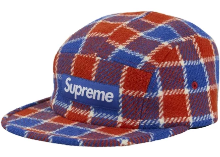 Унисекс кепка Supreme Harris Tweed Camp, красно-синяя
