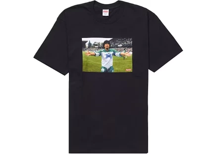 Мужская футболка Supreme Maradona из хлопка с принтом, черная