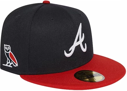 Унисекс бейсболка OVO x MLB New Era Atlanta Braves, темно-синяя