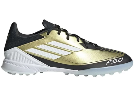 Мужские бутсы Adidas F50 League Turf Messi, золотисто-бело-черные