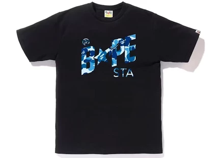 Мужская футболка Bape ABC Camo Bape Sta Logo, черно-синяя