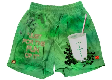 Мужские шорты Travis Scott Shamrock Shake, зеленые