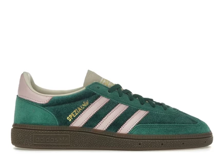 Женские кроссовки Adidas Handball Spezial бархатные, зелено-розовые