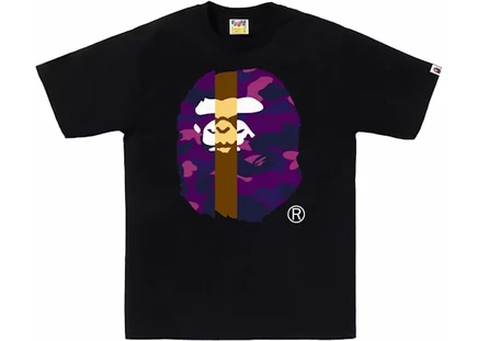Мужская футболка Bape Color Camo Transform Big Ape Head, черно-фиолетовая