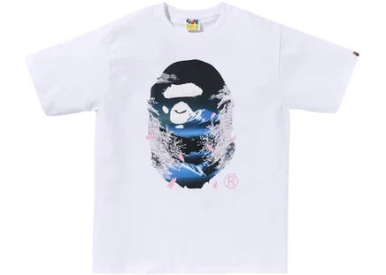 Мужская футболка Bape Sakura Photo Ape Head (SS25), белая