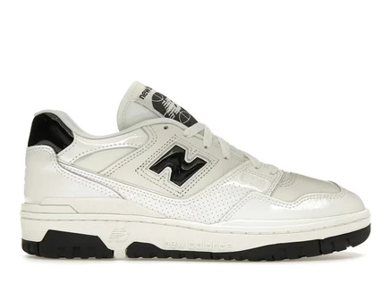 Мужские кроссовки New Balance 550, молочно-белые/черные лакированные