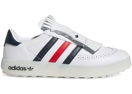Мужские гольф-кроссовки Adidas Coursecup без шипов, белые/индиго/алые