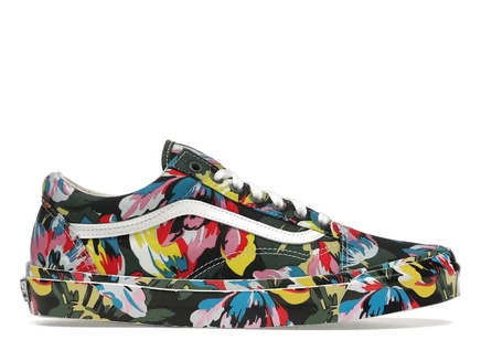 Мужские кеды Vans Old Skool KENZO, зеленые с цветочным принтом