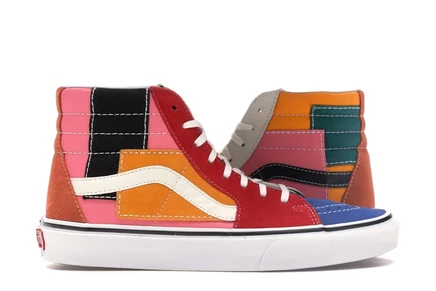 Мужские высокие кеды vans sk8-hi patchwork, мульти/белые