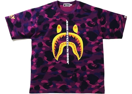 Мужская футболка Bape x Jessie Reyez Shark свободного кроя, фиолетовая