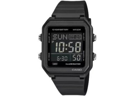 Мужские часы Casio Illuminator W-221H-1B, кварцевые, диаметр корпуса 44 мм, корпус и ремешок из смолы, черные